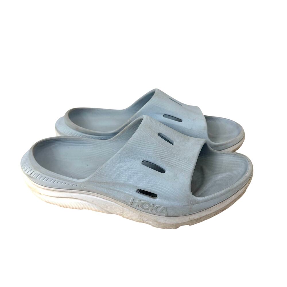 Hoka One One Ora Recovery Slide 3 Womens Size 8 Blue White Sandals